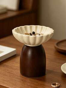Elegant Wavy Pattern Jewelry Tray With Walnut Wood Base, Perfect Desktop Aromatherapy Storage Dish And Decorative Entryway Key Holder, Ideal Housewarming, Holiday Or Father's Day Gift - Multicolor - View 8