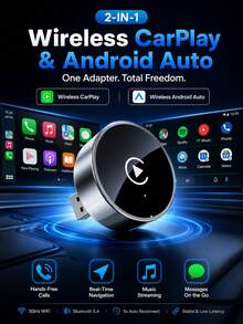 XF.Meraki 2合1無線CarPlay與Android Auto轉接器，即插即用。CarPlay將有線轉為無線，快速自動連接且無延遲。適用於與Android設備的緊湊設計，配備USB/USB-C接口（黑色）。 - 二合一車機互聯投機 - 查看 11