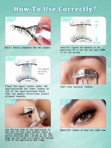 1 Pair Magnetic False Eyelashes With Applicator, Upgraded Soft Magnetic Lashes, Portable Natural Look, Reusable, No Glue Needed, Manga Eye False Eyelashes - Black - View 10