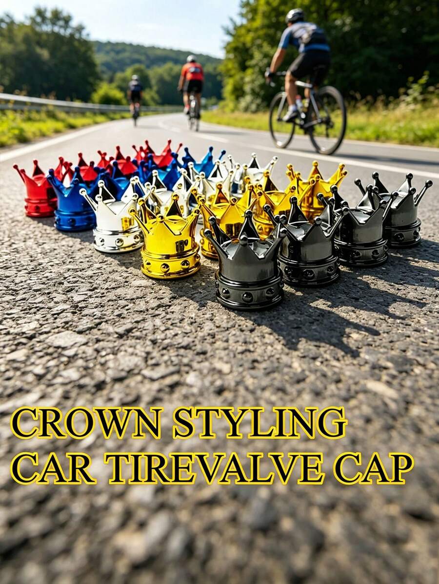 4pcs Universal Crown Wheel Valve Stem Caps, Dustproof And Waterproof, Compatible With Xiaomi M365/Pro/1S Electric Scooters, Cars And Motorcycle Tires, Wheel Hub Decorative Valve Caps
