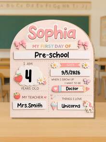 Personalized First Day Of School Sign, Customizable Text Photo Prop, Writable Back To School Photo Prop, First Day Of School Commemorative Board, Suit - Multicolor - View 13