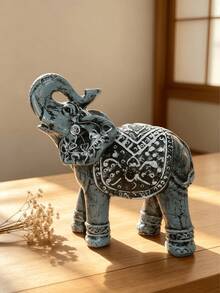 Vintage Gold Elephant Statue, Home Decor Ornament, Suitable For Living Room, Office, Bookshelf, Desktop, Feng Shui Decor, Bohemian Style Decoration, Luxury Interior Decor - A - View 8