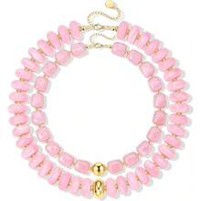 2pcs Colorful Chunky Bead Necklace, Women's Fashion Personalized Neck Chain Necklace, Bohemian Style Summer Jewelry Accessory Gift - Multicolor - View 1