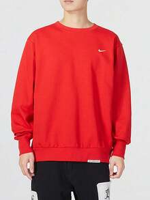Nike 純色Logo舒適柔軟套頭衛衣 男款 紅色 - 紅色 - 查看 1