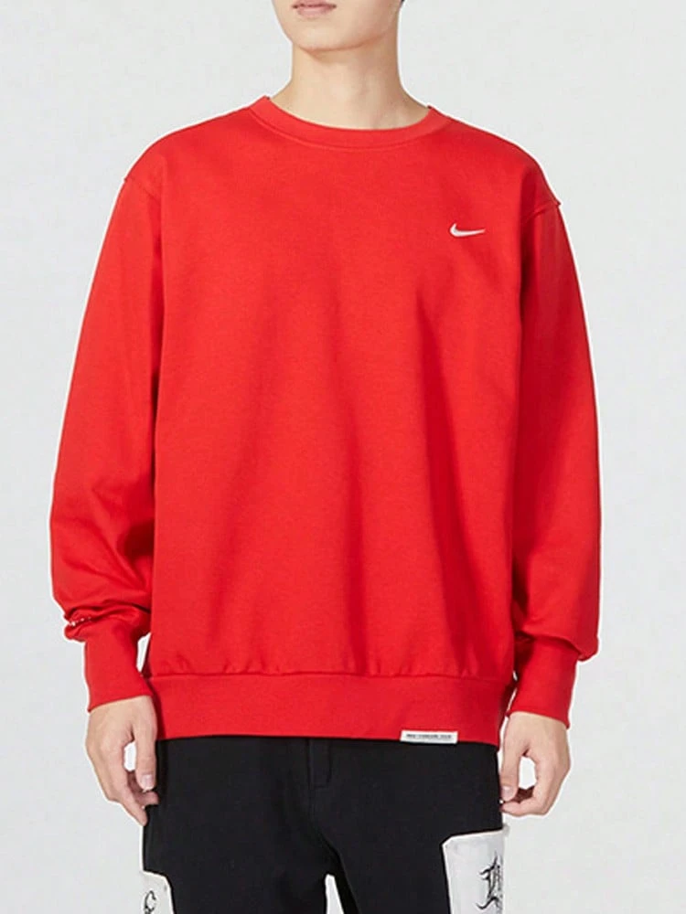 Nike 純色Logo舒適柔軟套頭衛衣 男款 紅色 - 紅色 - 查看 1