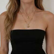 1PC Gold Shell & Starfish Pendant Layered Necklace, Anti-Oxidation Color-Preserving Versatile Neck Chain, Suitable For Summer Pool Vacation, Beach Party, Commute Outfit, Light Date Look, Valentine's Day / Mother's Day / Anniversary Gift, Women's Light Luxury Style Neck Accessory - Gold - View 6