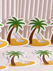 50pcs/Pack National Day Souvenirs, Paper Lollipop Cards, Palm Tree Shaped Coconut Candy Boxes, Saudi National Day Palm Tree Candy Boxes, Small Decorative Hanging Gift Boxes - View 9