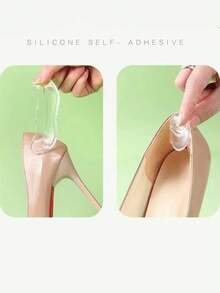 2 Pieces Of 4D Silicone Anti-Slip Heel Pads, Transparent Invisible Anti-Friction Heel Protection Pads, Specially Designed For Women - Clear - View 4