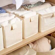 1pc White Fabric Non-Patchwork Storage Box, Linen Clip Storage, Clothes Organizer, Wardrobe Clothes Pants Layered Storage Decoration, Holiday Decoration, Room Decoration, Home Decoration, Bedroom Decoration, Organizer, Organizer, Storage Box, Clothing Storage,Bedroom Room Decor,Back To School - White - View 3
