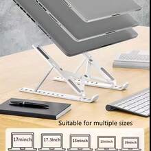 1pc Silver Laptop Stand, Desktop Foldable Adjustable Height Laptop Stand, Universal Portable Storage Adjustable Stand For All Laptops And Tablets (Approx. 25cm) - Multicolor - View 7