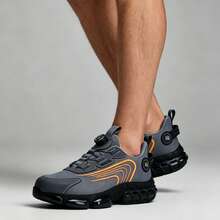 Men's Steel Toe Safety Shoes, Casual Work Sneakers, Puncture-Resistant MD Sole, Comfortable Breathable Men's Shoes, Round Toe Low-Top Design Air Cushion Height-Increasing Shoes, All Season, Black Work Shoes, Industrial Sneakers, Unisex Couple Shoes 34-48 - Ash - View 4