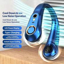 Smart Digital Display Bladeless Neck Fan, Lightweight Hair- Design, Portable Small Fan For Outdoor Sports, Fitness, Shopping, Indoor Office - Neck Fan - View 3