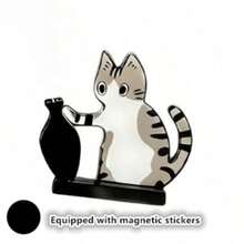 1 Set Cute Cat Fur Collector Magnetic Sticker, Can Be Attached To Refrigerator Or Used Vertically. It Can Collect Cat Hair And Also Be Used For Bouquet Decoration, Adorable Vase Design Refrigerator Magnet, Kitchen Decor Magnet, Cat Lover Gift, Pet Keepsake, Cat Hair Collector Is A Great Gift For Cat Owners - Multicolor - View 14