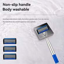 New 8-Layer Blue Manual Razor, Unisex For Men And Women, Popular Grooming Tool In Europe And America, Smooth Shaving, Portable Daily Travel Cleaning Shaving Set - Safety Tazor + Blade - View 5