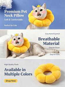 Cone de Pet Elizabetano em Formato de Girassol Macio Lpc - Anti-Lamber, Anti-Arranhar, Adequado para Gatos & Cães, Uso Confortável na Cabeça - Ajustável, Fácil de Usar, Previne Lesões por Lamber e Arranhar, Suprimentos para Animais de Estimação, Acessórios para Gatos. Cuidados Dentais para Animais de Estimação - Visão 5