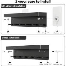 1pc Wall-Mounted 6-Hook Key Rack, Dual-Direction Design, Easy Installation For Keys And Mail. Suitable For Entryway, Hallway, Office And Other Areas, Black Surface Design. - Multicolor - View 10
