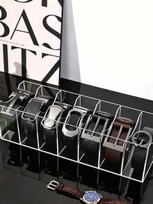Clear Acrylic Belt Storage Box, Multi Compartment Transparent Belt Organizer, Household Divider Rack For Belt Tie Classification, Desktop Closet Mall Retail Display Holder, Practical Space-Saving Storage Solution For Men & Women Daily Belts,Room Décor,Travel Essential - Multicolor - View 7