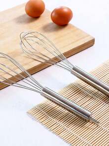 1pc Stainless Steel Manual Egg Beater, Cooking Whisk, Kitchen Handheld Mixer, 10 Inch And 12 Inch, Suitable For Whipping, Stirring And Frying, Enhanced Durability, Upgraded Balloon Wire Whisk, Ergonomic Design, No Battery Required - Multicolor - View 4