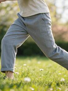 Boys' Formal Pants, Flat Front, School Uniform Trousers, Light Gray, Size 4-16 Years - Light Grey - View 6