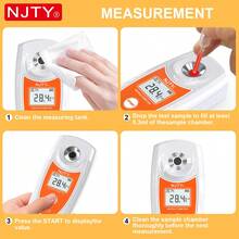 NJTY Digital Refractometer Brix Meter, Portable Digital Sugar Refractometer With HD LCD Screen, Auto Temperature Compensation, Fast 3s Measuring Sugar Tester For Fruit, Juice, Beverage, Vegetables, Home And Industry Use - A - View 11