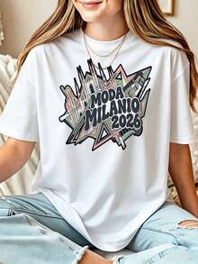 Moda Milano 2026 Fashion Week Geometric Tee, Avant-Garde Cyber Gothic Cathedral Shirt - 白色 - 查看 1