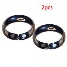 2pcs Unisex Anti-Snoring Rings - Dual Magnetic Therapy Rings, Adjustable Finger Rings, Reusable, No Battery Required, Sleep Aid | Adjustable Ring | Magnetic Ring - Black - View 1