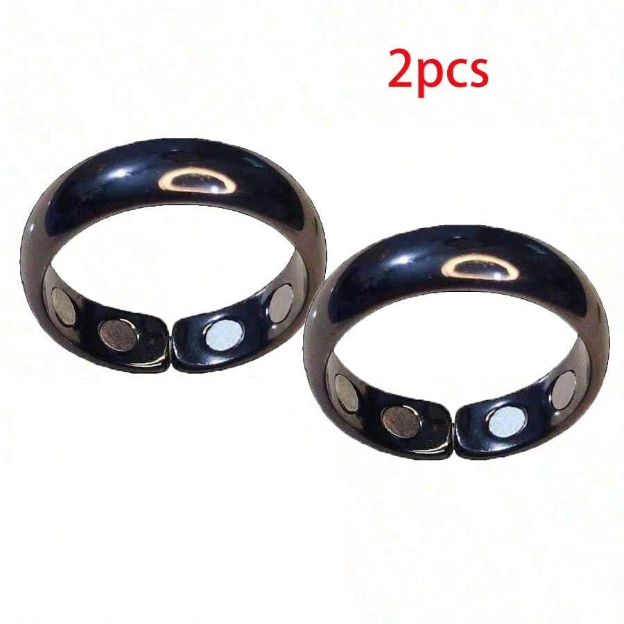 2pcs Unisex Anti-Snoring Rings - Dual Magnetic Therapy Rings, Adjustable Finger Rings, Reusable, No Battery Required, Sleep Aid | Adjustable Ring | Magnetic Ring - Black - View 1