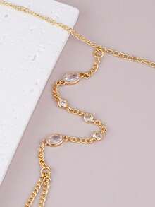 1pc Exquisite Minimalist Linked Bracelet With Inlaid Cubic Zirconia, Suitable For Women To Wear At Parties, Gatherings, Daily Dates And Shopping - Yellow Gold - View 4