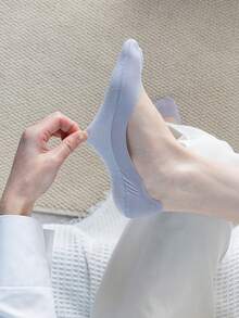 5 Pairs Random Color Women's Solid Color Low-Cut Invisible Boat Socks - Multicolor - View 5
