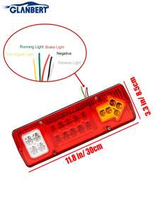 GLANBERT 2 buah Lampu Belakang LED Trailer 12/24V, Lampu Rem, Lampu Sorot, Lampu Sein, Tersedia 3 Warna (Kuning/Putih/Merah), Lensa Matriks Kecerahan Tinggi, Cocok Untuk Trailer, Truk, RV, Kendaraan Off-Road, Becak, Traktor, dll. Baterai Tidak Termasuk - MultiWarna - View 11
