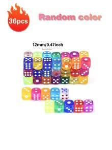 20/36/60/100pcs Dadu Mini Model Ayakan Transparan Berwarna-warni Aksesoris Kartu Set Dadu Akrilik Berwarna-warni, Warna Permen Transparan Multifungsi untuk Pesta dan Permainan Aksi - Bentuk Polihedron (Gambar Menunjukkan Dadu Dengan Ukuran 12mm) - MultiWarna - View 20