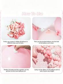 152Pcs Black And White Foil Balloon Arch Set With Bows; Simple And Elegant Decoration, Suitable For Adults And Women For Birthdays, Anniversaries, Holiday Decorations, And Indoor Party Backdrops. - 粉色 - 查看 6