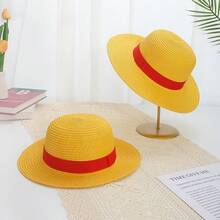 Topi Jerami Kostum Cosplay One Piece, Topi Jerami Pelindung Matahari untuk Orang Tua dan Anak, Topi Pertunjukan Bertepi Lebar - MultiWarna - View 1