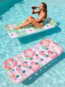 Inflatable Floating Bed Swim Ring Water Leisure Bed Swimming Air Mattress Pool Sleeping Bed Beach Lounge Chair - A - View 1