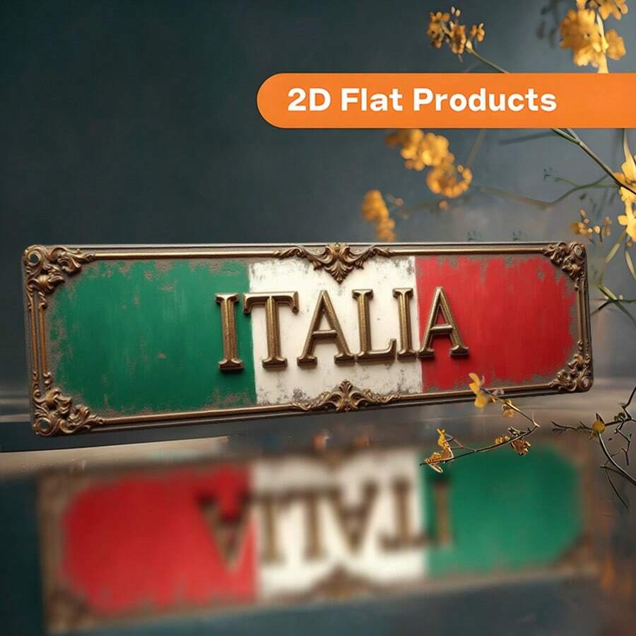 2D平面復古義大利國旗金屬牌 - 綠白紅條紋搭配「Italy」文字，牆面裝飾，適用於酒吧、客廳、餐廳、義大利車庫牌、掛式小屋牌，金屬裝飾牌，居家裝飾（隨機款式） - A - 查看 1