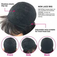 Natural Black Colored Short Bob With Bangs Full Machine Made Wig 12inch Silk Straight Glueless Wig No Lace Ready To Wear Real Human Hair Wig Cap For Beginners Non Lace Wig Bob Wig - Natural Black - View 8