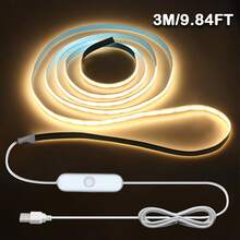 LQHZMYY 1pc COB Light Strip With Switch, USB Interface, Flexible COB, Soft LED Lighting, DC5V, 8MM Width, Self-Adhesive Backing, Suitable For Mirror Lighting, Indoor Decor, Kitchen Cabinet, Etc. - Neutral Light - View 3