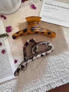 2 pezzi/Set Fermagli per capelli da donna con stampa leopardata marrone e fermagli per capelli a forma di cuore con stampa leopardata grigia, accessori per capelli alla moda e versatili, eleganti e minimalisti, adatti per uso quotidiano, casual, feste, spiaggia, vacanze, design di acconciature, lavaggio del viso/capelli, trucco, accessori per abbigliamento, fermagli per capelli primaverili, fermagli per capelli estivi, accessori per capelli autunnali, fermagli per capelli invernali - Multicolore - Visualizzare 7