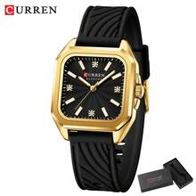 CURREN Women's Elegant Minimalist Quartz Watch, Rectangular Dial, Silicone Strap, Formal Wristwatch - Multicolor - View 14