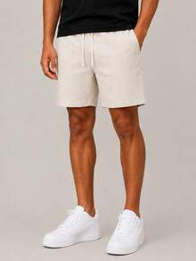 Kit 3 Premium Linen Shorts Bermuda Mauricinho Men's Casual Basic Comfortable Drawstring Waist - Óxido marrón - Ver 5