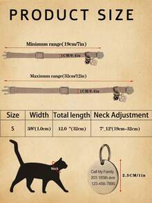 Personalized Soft Corduroy Pet Collar With Sounding Bell And Flower Pendant, Adjustable Buckle Cat Collar, Small Dog ID Tag With Customizable Name Phone Number, Engraved Stainless Steel Pet ID Name Pendants - Multicolor - View 11