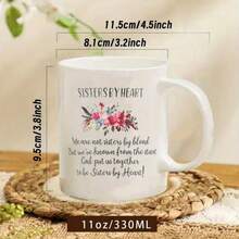 1pc 11oz Ceramic Coffee Mug Sisters By Heart, Suitable For Summer And Winter Drinks, Home Kitchenware, Birthday Gift - View 9