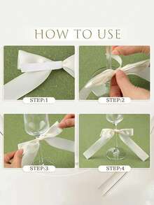 12 Pack 4 Inch White Ribbon Wine Glass Candle Holder Self-Adhesive Label Name Tag Wedding Anniversary Party Decoration Gift (Ivory White) - Milky White - View 6