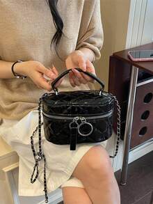 Bolso de hombro y bandolera para mujer con diseño nuevo versátil, textura de alta gama, estilo minimalista, personalizado, elegante y vintage, con estampado de rombos, bolso cuadrado de mano, bolso popular para mujer - Multicolor - Ver 4