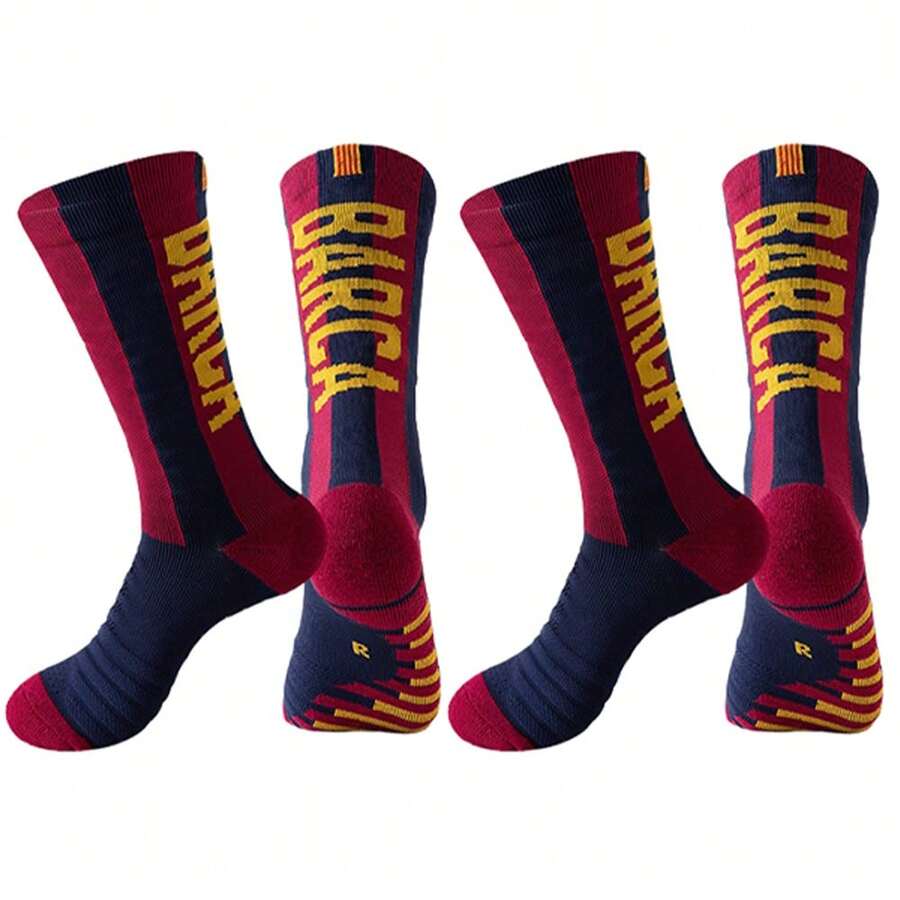 2 Pairs Adult Football Socks, Anti-Slip Training Thick Towel Bottom Breathable Sports Socks - Multicolor - View 1
