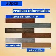 20pcs 5.91X17.72inch Peel And Stick Floor Tile, PVC Plank Flooring Self-Adhesive, Luxury Wood-Look Planks For Installation - Wood Grain Floor Stickers - View 3