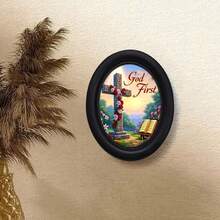 1pc Vintage Oval Photo Frame - Wooden Wall-Mounted Frame, Can Be Hand-Transferred Photos, Country Style Suitable For Living Room, Bedroom, Kitchen - Holiday Decor - 11 - View 8