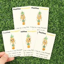 5pcs Mini Pineapple Keychains With Positive Pineapple Greeting Card, Unique Gift For Friends And Family, Accessory, Playful Design, Durable Keychain, Pineapple Accessory, Holiday, Birthday, Graduation, Vacation Gift - Multicolor - View 5