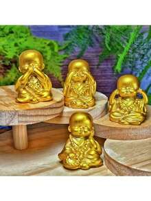 4pcs Creative 4 Little Buddhist Monk Figurines, Home Decor, Tabletop Ornaments, Micro Landscape Accessories, Gift - Multicolor - View 8