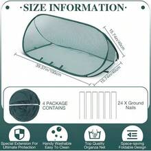 1 Conjunto de Cobertura de Rede Dobrável para Jardim, Tenda de Proteção Retrátil para Plantas, Rede Anti-Insetos e Anti-Pássaros, Adequada para Vegetais, Frutas, Flores, Mudas, Quintal e Jardinagem - Verde - Visão 4